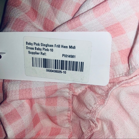 NEW! NWT Light Pink Gingham Ruffle-Hem Midi Dress - Picture 5 of 11